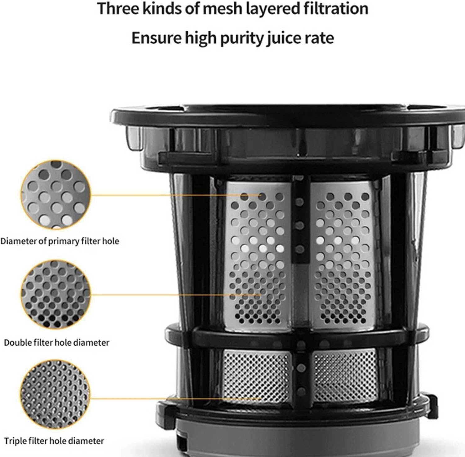 Cold Press Juicer, 160nm Slow Masticating Juicer with 130mm Large Feed Chute, 1.4L Capacity, Easy to Clean, Grey