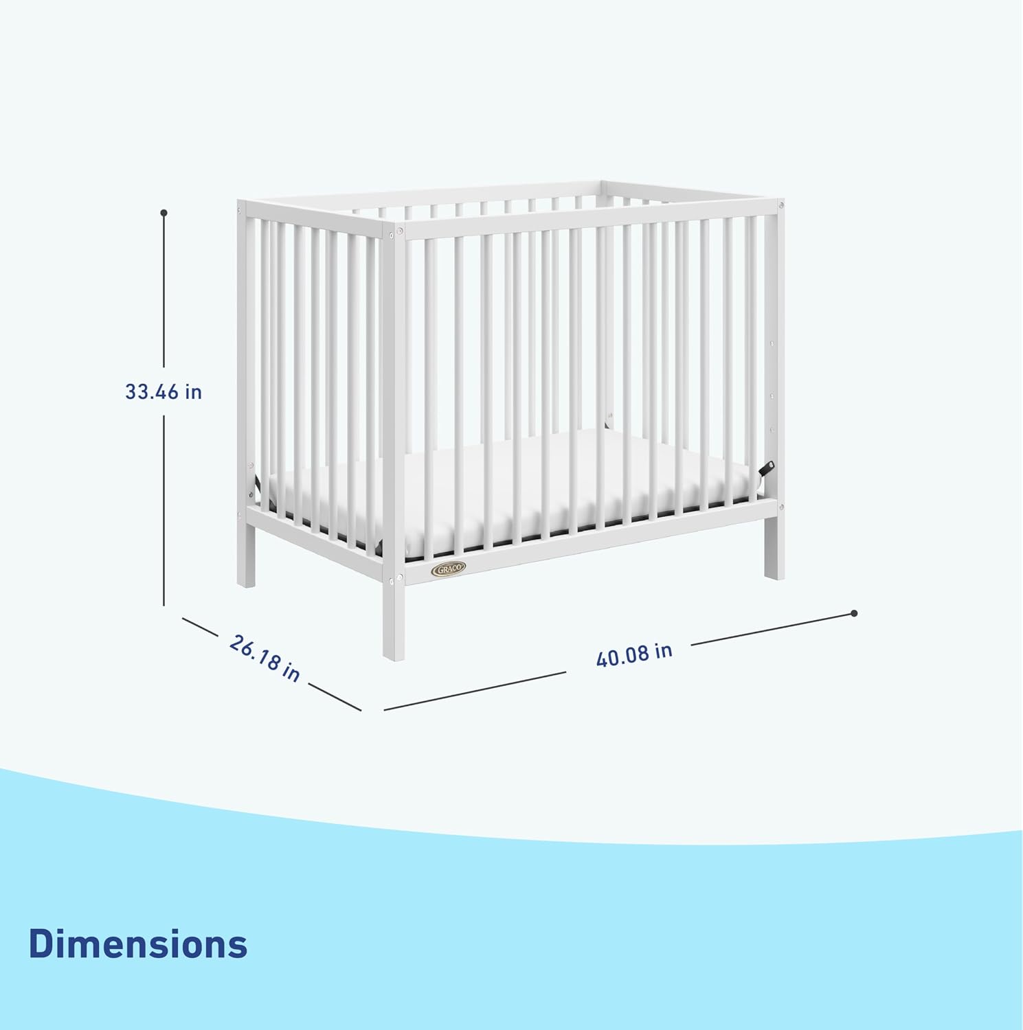 Graco Teddi 4-in-1 Convertible Mini Crib with Bonus Water-Resistant Mattress – GREENGUARD Gold Certified, 2.75-Inch Mattress Included, Small Spaces Crib, Easy 30-Minute Assembly (White)
