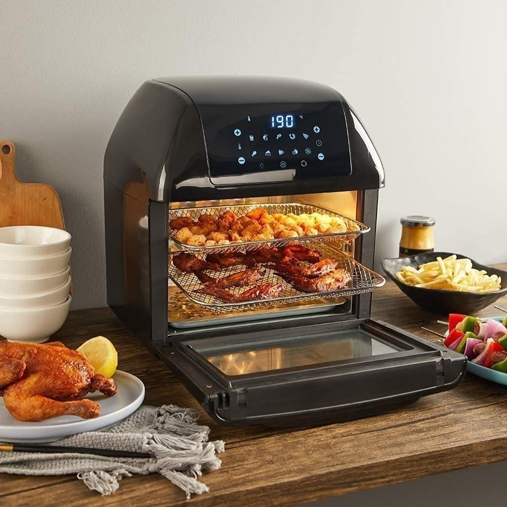 Air Fryer Oven, 12.7QT Air Fryer Toaster Oven, Countertop Convection Oven Combo with One-Touch Cooking 10 Presets, Digital Screen, 1500W, Black