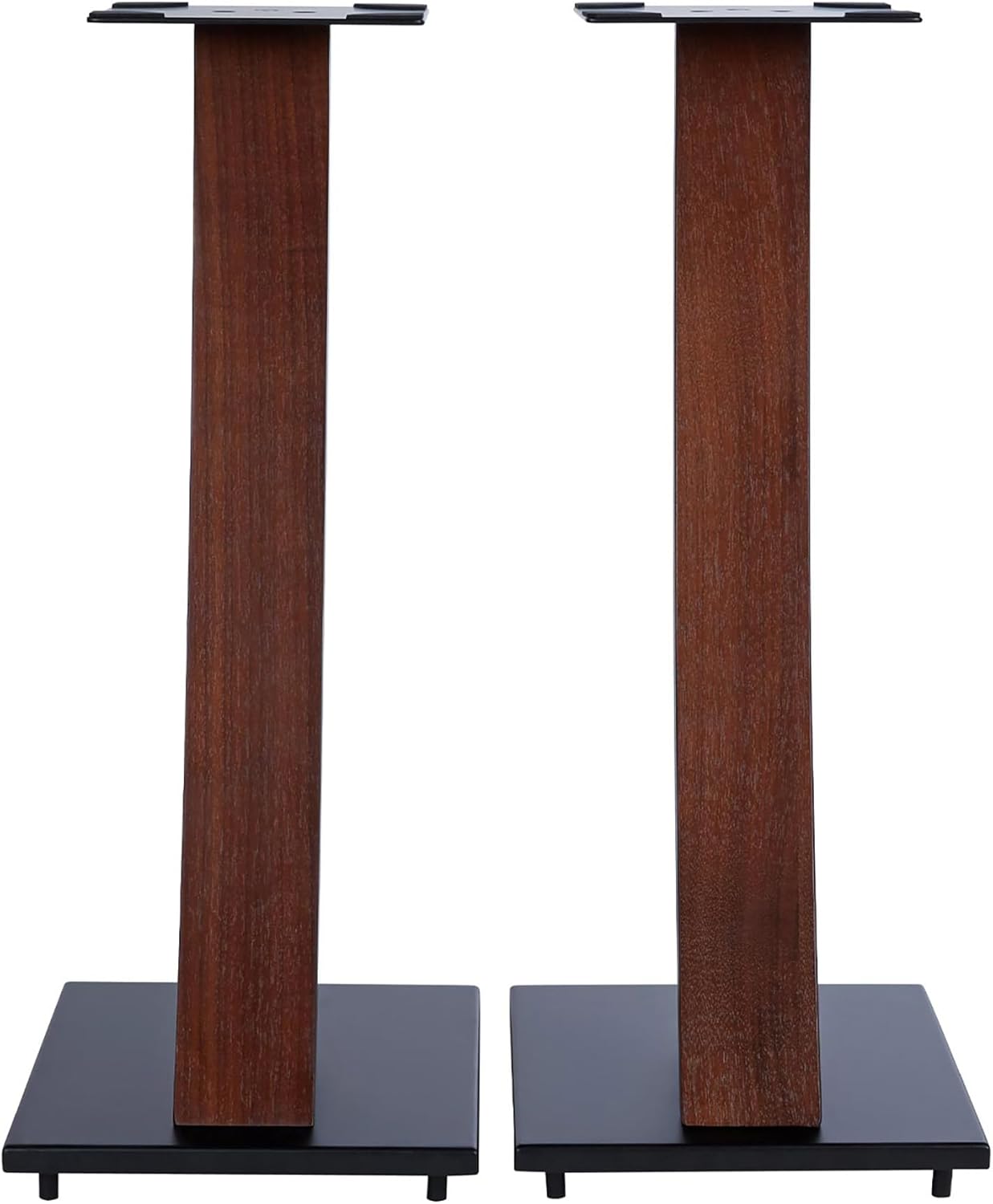 EXIMUS One Pair Fixed Height Universal Speaker Floor Stands with Real Wood - Espresso - 290 Series