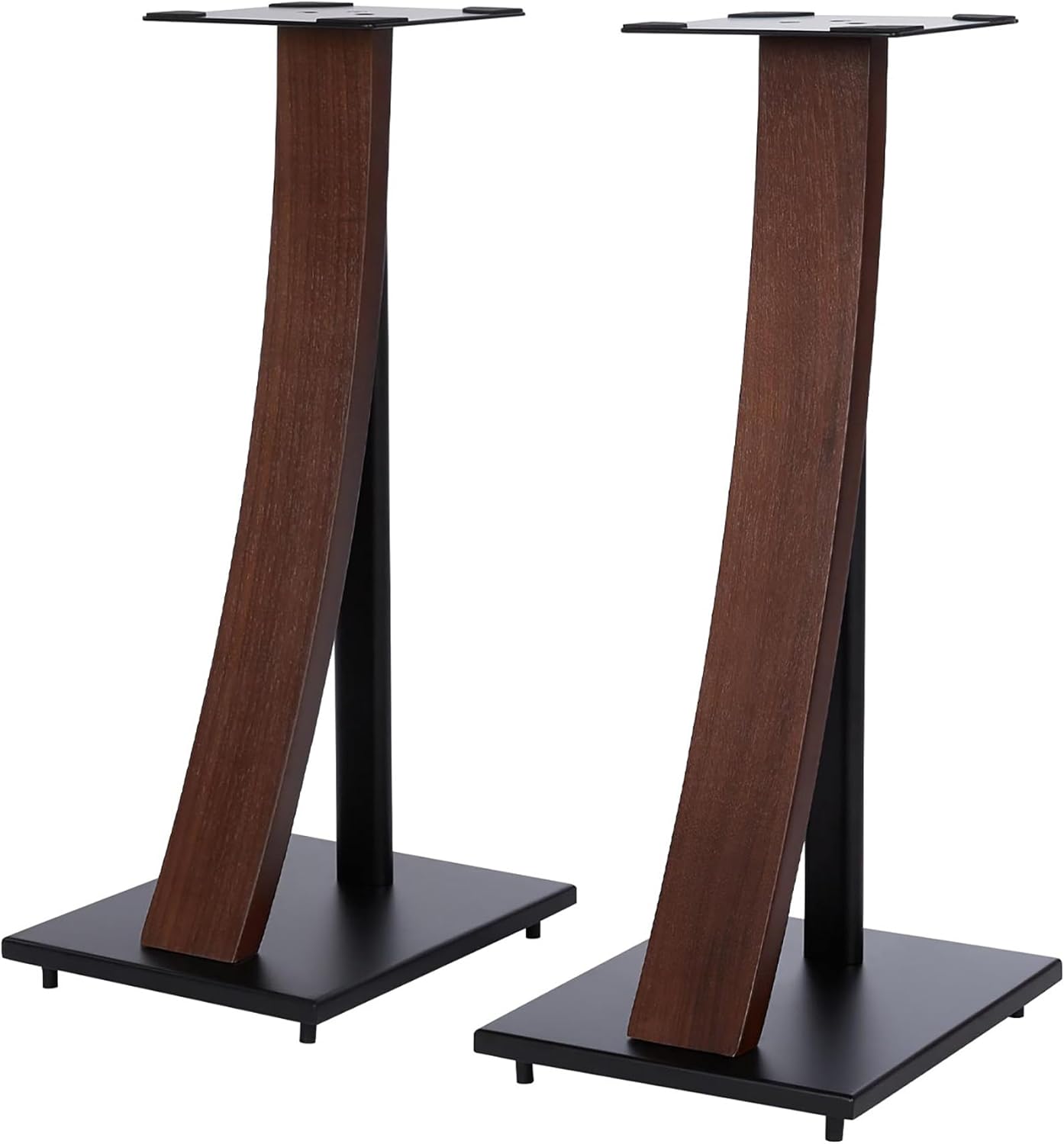 EXIMUS One Pair Fixed Height Universal Speaker Floor Stands with Real Wood - Espresso - 290 Series