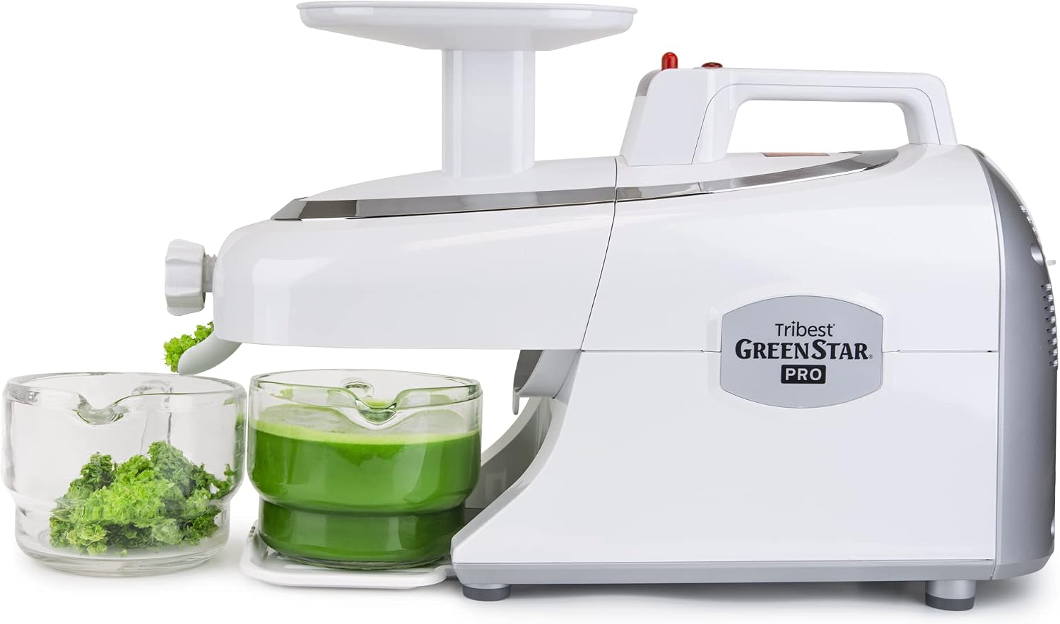 Tribest Greenstar GS-P501-B Pro Jumbo Slow Masticating Juicer, Twin Gear Cold Press Juicer & Juice Extractor, White