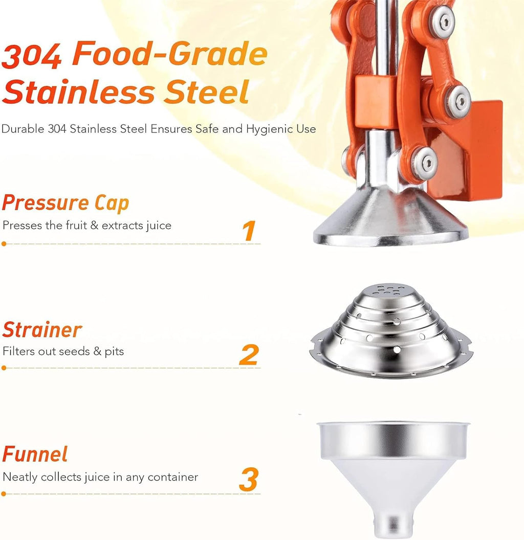 Hand Press Juicer Machine, Manual Orange Juicer Professional Citrus Juicer, Commercial Lemon Squeezer and Orange Crusher, Easy to Clean