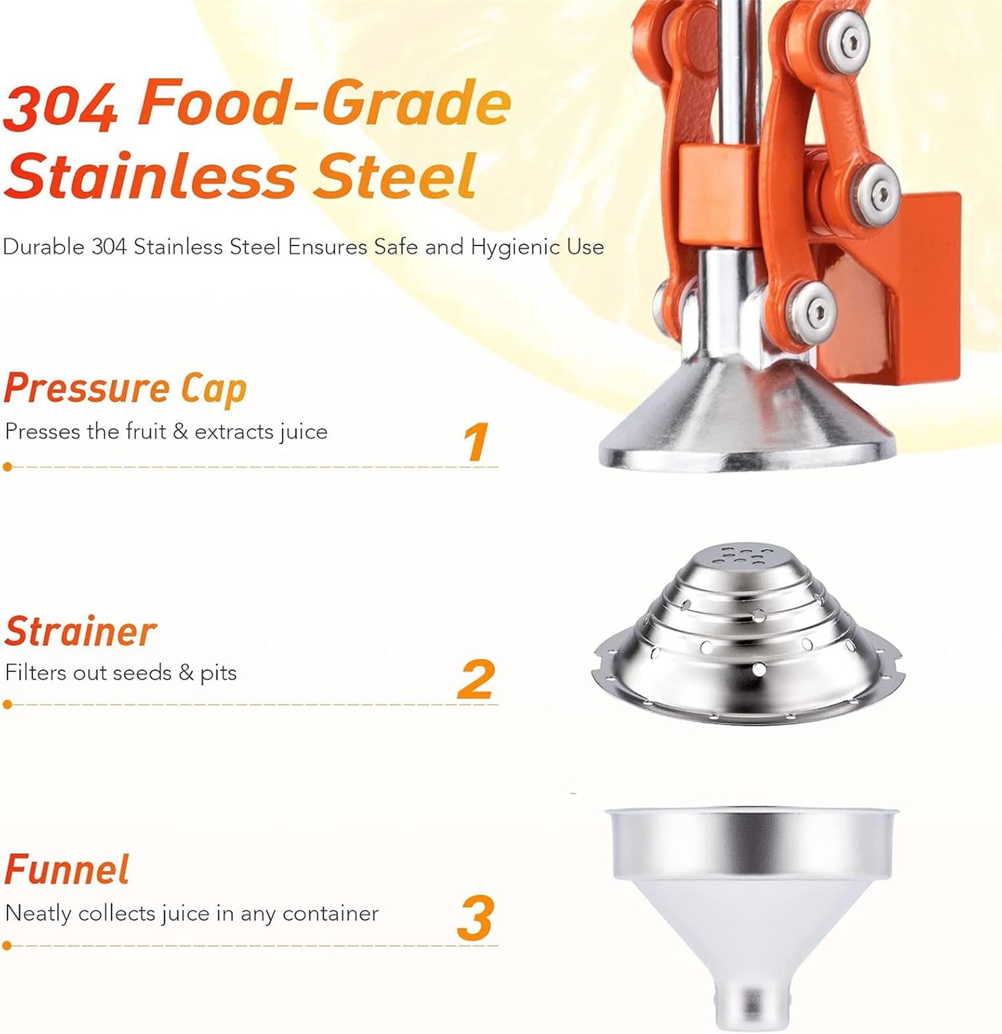 Hand Press Juicer Machine, Manual Orange Juicer Professional Citrus Juicer, Commercial Lemon Squeezer and Orange Crusher, Easy to Clean