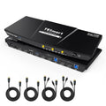 TESmart USB 3.0 HDMI KVM Switch 2 Monitors 2 Computers 4K@60Hz, Dual Monitor KVM Switch HDMI 2 Port Extended Display, Audio&Microphone, EDID Emulators, Button Switch with Input Cables,Hotkey Switch