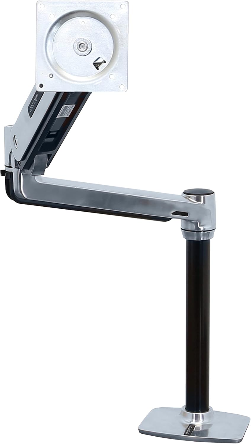 Ergotron – LX HD Sit-Stand Single Monitor Arm, VESA Desk Mount – for Monitors Up to 49 Inches, 14 to 30 lbs – Polished Aluminum