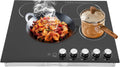 4 Burners Electric Cooktop, 24 Inch 3400W Electric Ceramic Cooktop Built-in Electric Stove Top with 5 Heating Levels, Kid Safety Lock and Timer, 110V for Hard Wire (No Plug)
