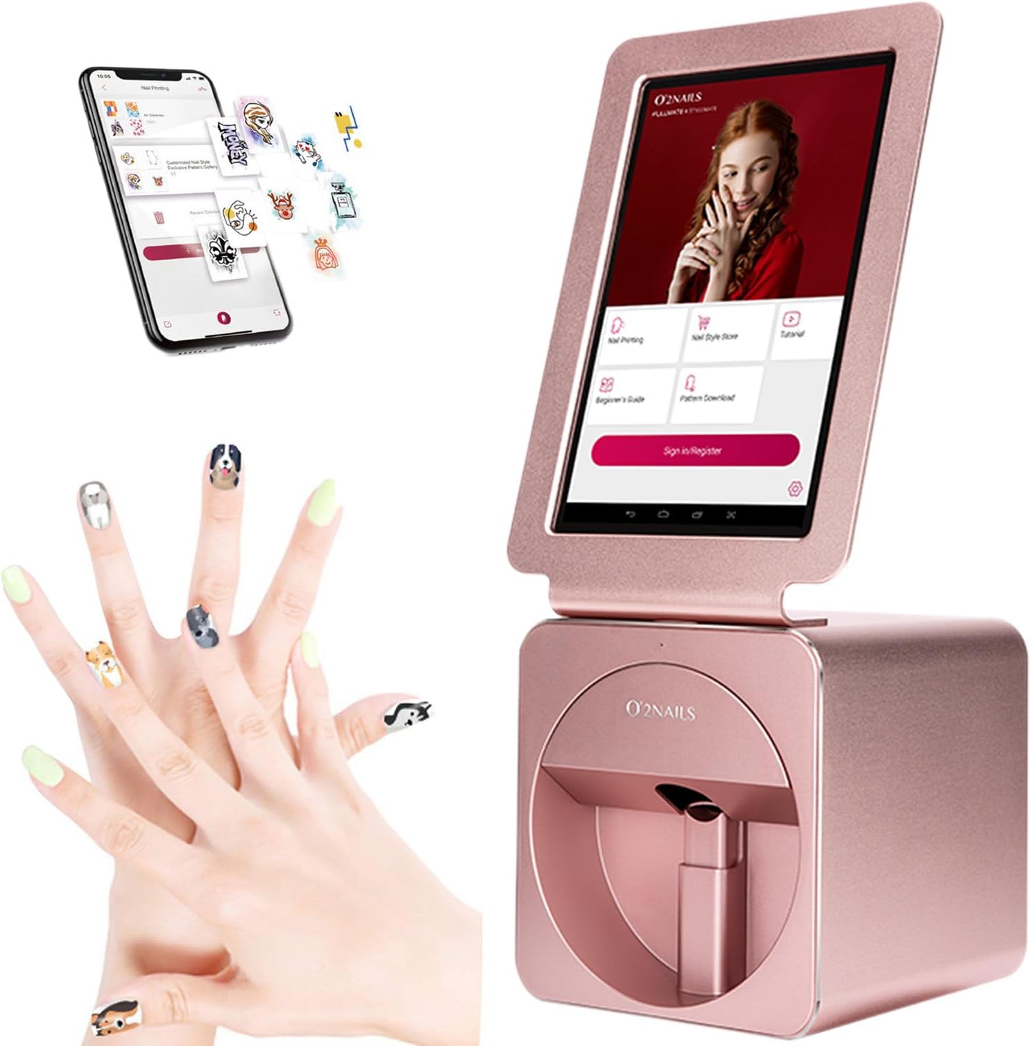 3D Nail Printers, Smart Nail Printer - AI Recognizes Media Contour, Upport DIY/App/WiFi/USB, for Kid/Nail Studio/Manicure/Nail Enthusiasts