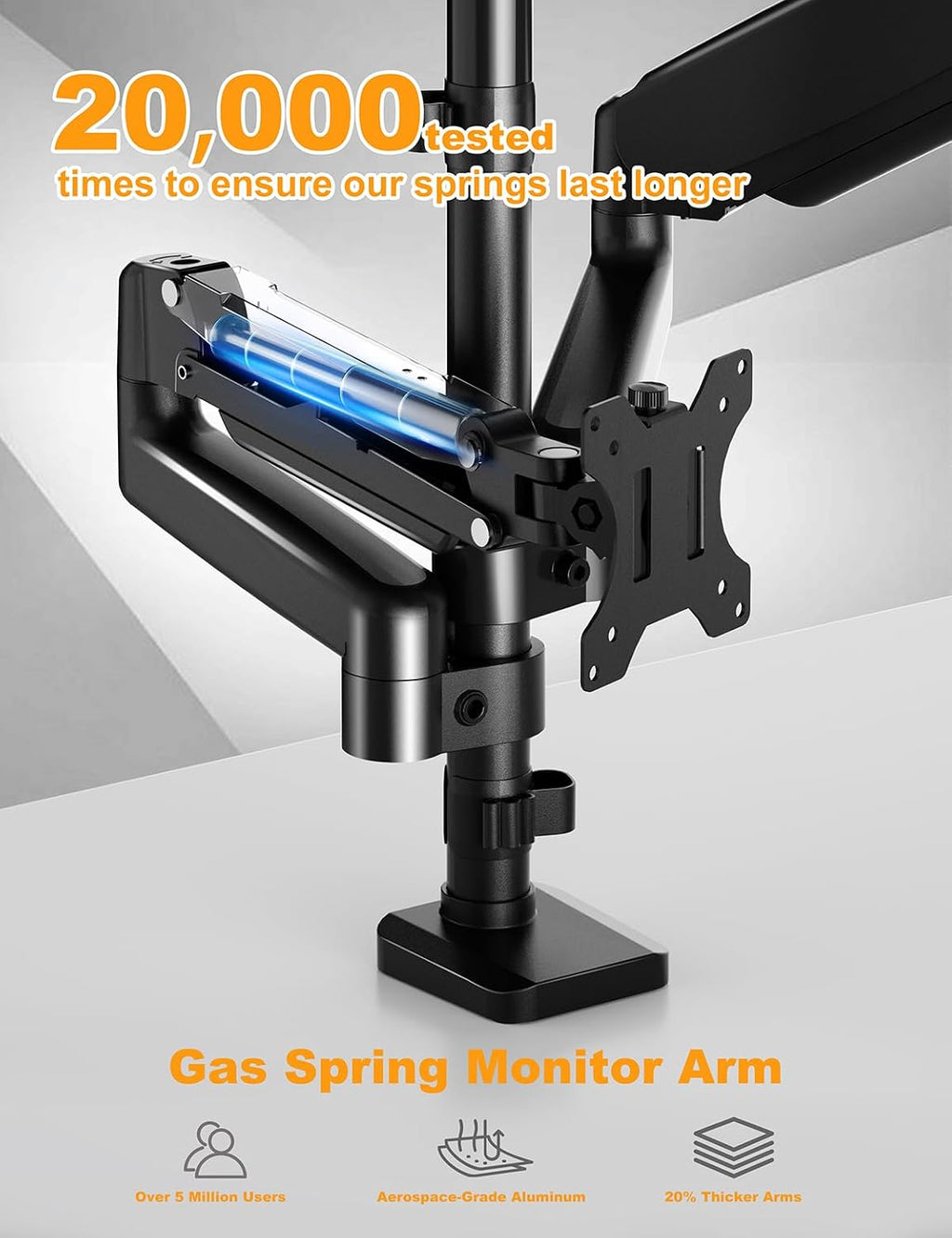 Triple Monitor Mount for 13-32 Inch Screens, Gas Spring Adjustment Triple Monitor Stand Holds 17.6lbs per Arm, Tilt, Swivel, Rotation with Clamp & Grommet Kit, Max VESA 100x100mm FORGIGN Mount
