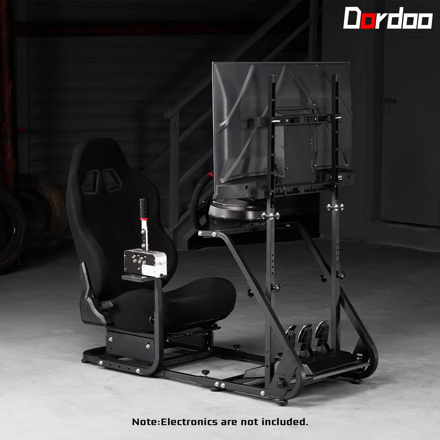 Dardoo G923 Racing Simulator Cockpit with Monitor Mount and Black Seat Adjustable Fit for Logitech G29 G920, for Thrustmaster T300, Without Shifter, Wheel, Pedals and Display