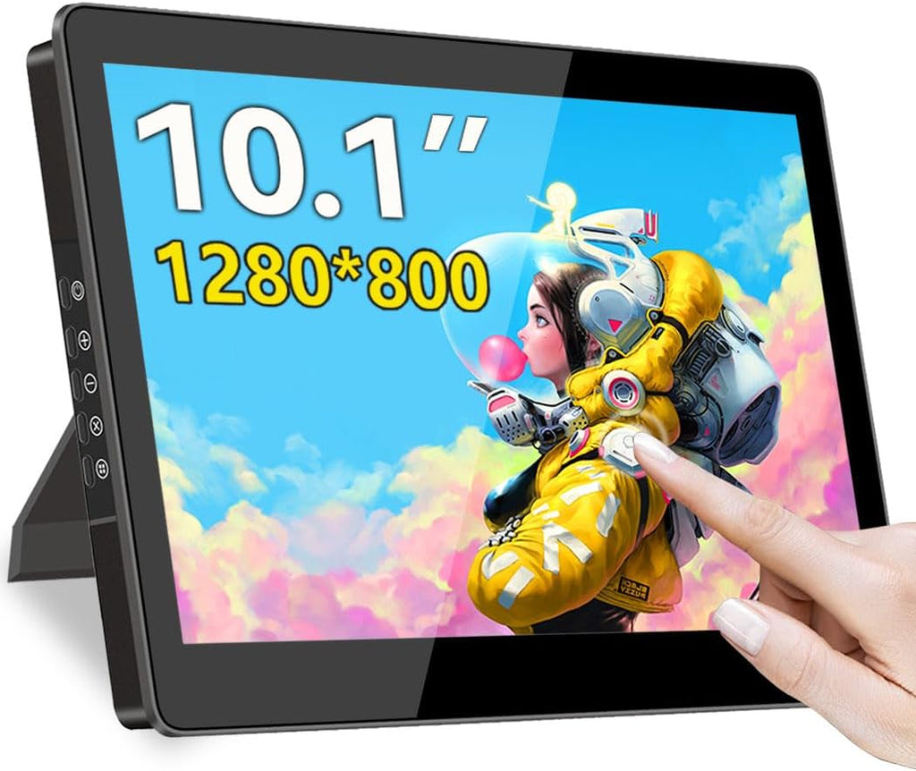 10.1' Touch Screen Monitor, IPS 1280x800 Small USB-C Secondary Display, 10-Point Touch, HDMI, VESA, Dual Speakers, Mini Monitor for Laptop PC Raspberry Pi 3D Printer
