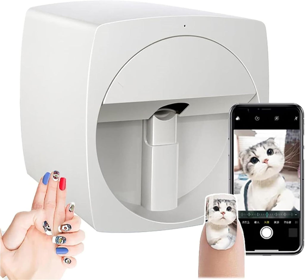 Nail Art Printer, 3D Smart Automatic Nail Printer Machine, Support WiFi/DIY/USB, Multifunction Portable Mobile Nail Painting Machine for Kid/Nail Studio/Manicurist/Nail Lovers