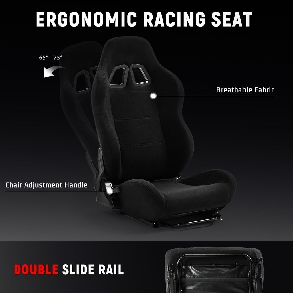 Dardoo G923 Racing Simulator Cockpit with Monitor Mount and Black Seat Adjustable Fit for Logitech G29 G920, for Thrustmaster T300, Without Shifter, Wheel, Pedals and Display