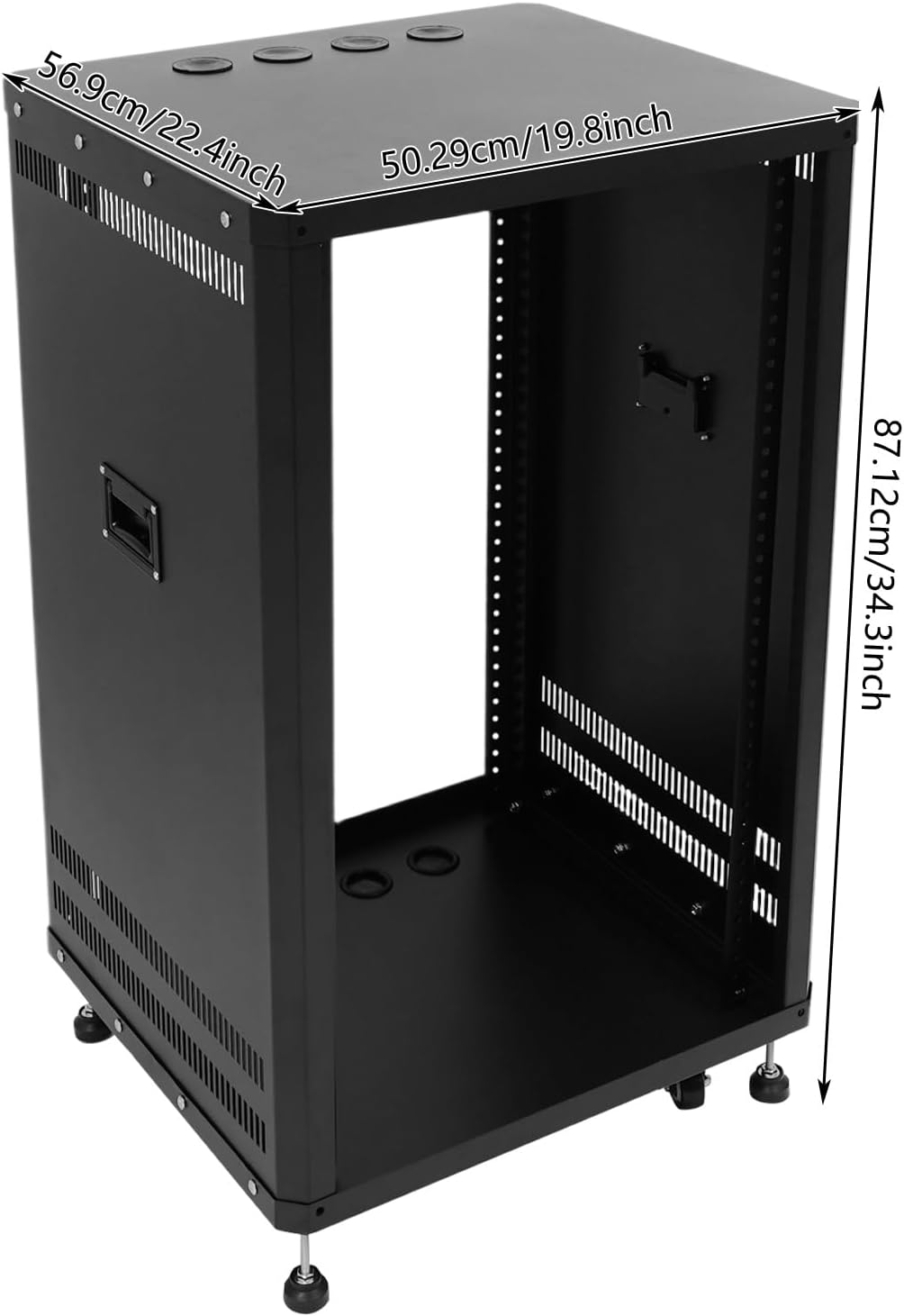 18U Server Rack with Wheels&Leveling Feet,Freestanding Rolling Open Frame IT Network Server Cabinet Rack Shelf for Audio Video Music Recording Computer AV Data & IT Equipment,Up to 300 Lbs Load,Black