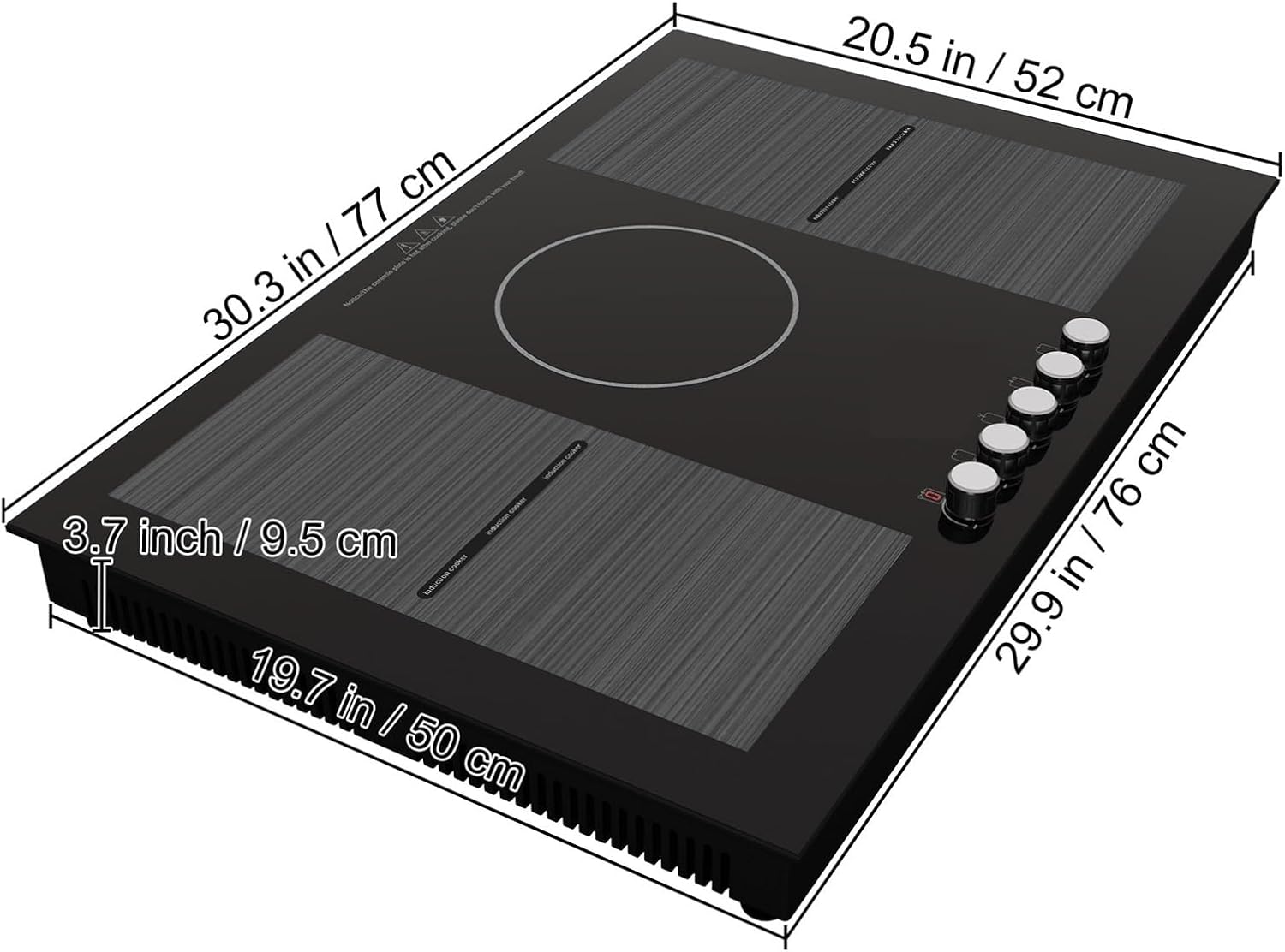PacuM 2/4/5 Burners Built-in Induction Stove Top 11/12/30/35 IncH Ceramic Glass Electric Cooktop With 9 Power Levels (Color : Black, Size : 30in 220V-01), 1005004766413656