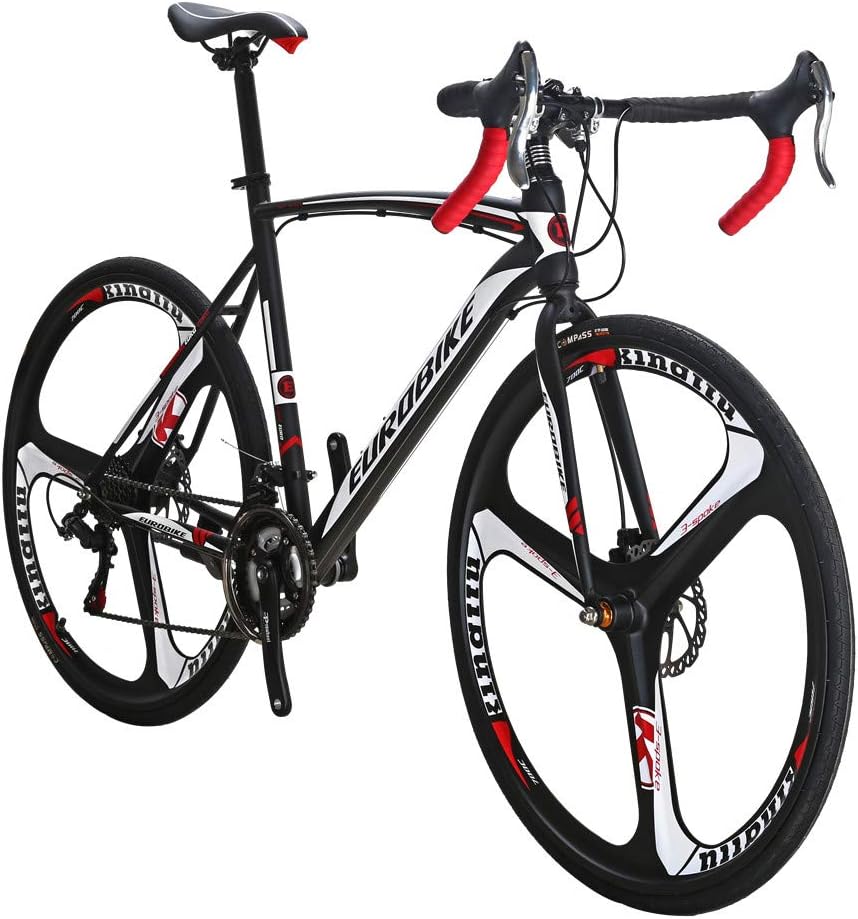 Eurobike HYXC550 Road Bike,21 Speed 54cm Frame Road Bicycle for Men and Women,Disc Brake 700C Adult Bike (3 Spoke Wheel)