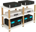 Heavy Duty Double-Wide Amplifier Rack Shelf, 2 3 4 Tier Stereo Stands for HiFi Audio Equipment Dac, Small Entertainment Cabinet - Wood Legs, Corner Entertainment Center(H-67cm/26.4in)