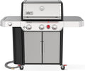 Weber Genesis S-335 Natural Gas Grill for Outdoor Cooking, Stainless Steel, 3 Burners and 1 Side Burner – Stainless Steel Cooking Grates, PureBlu Burners & Sear Zone