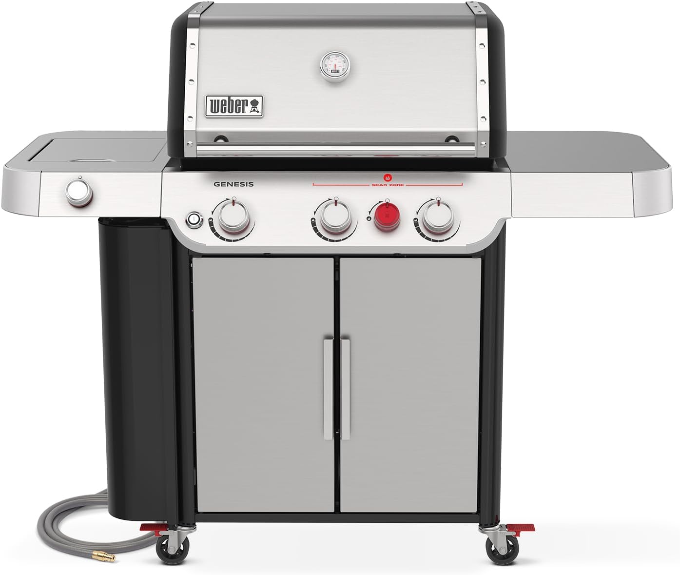 Weber Genesis S-335 Natural Gas Grill for Outdoor Cooking, Stainless Steel, 3 Burners and 1 Side Burner – Stainless Steel Cooking Grates, PureBlu Burners & Sear Zone