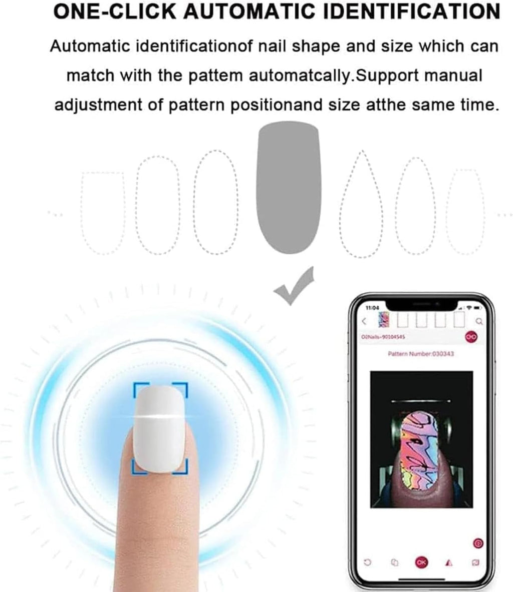 Nail Printer,3D Smart Automatic Nail Printer,Nail Pattern Printer,Multi-Function Portable Mobile Nail Painting Machine,Suitable for Children (White)