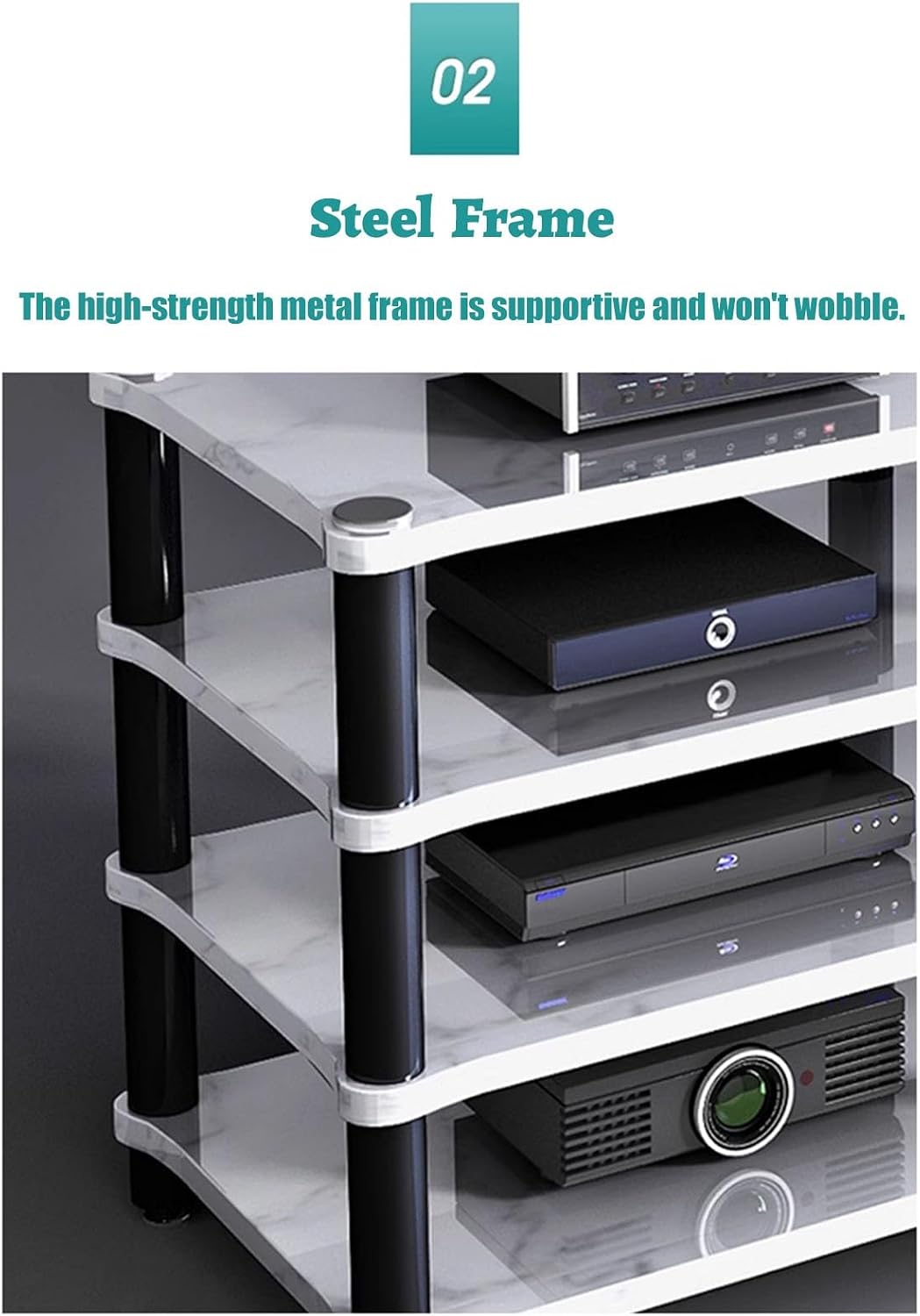 Storage Vintage Stereo Receiver Audio Cabinet, Home Theater Av Component Stand Floor Standing, Console Stereo Rack Stands, Stereo Unit Shelves(H 75cm (29 1/2'))