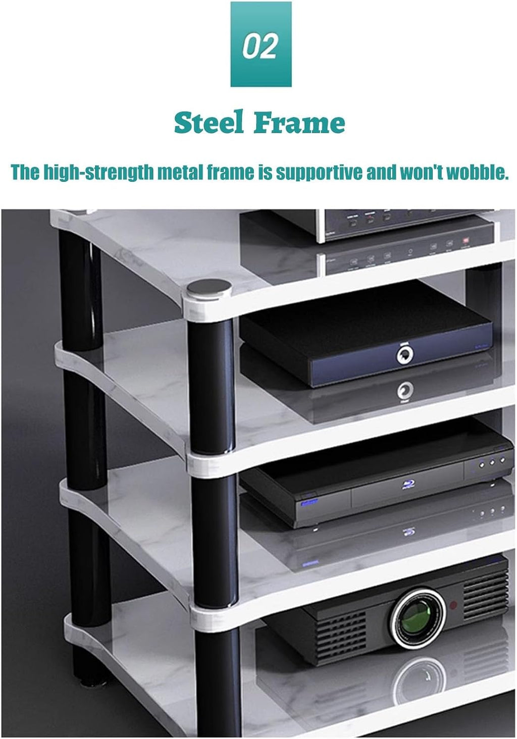 Storage Vintage Stereo Receiver Audio Cabinet, Home Theater Av Component Stand Floor Standing, Console Stereo Rack Stands, Stereo Unit Shelves(H 54cm (21 1/4'))