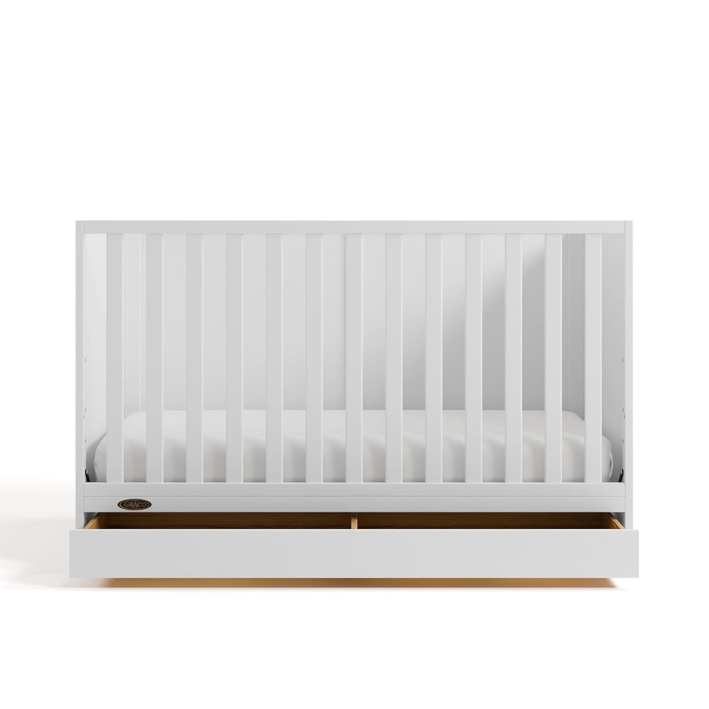 Graco Theo 3-in-1 Convertible Crib with Storage Drawer – GREENGUARD Gold Certified Baby Crib Crafted from Wood, Converts to Toddler Bed, Daybed, and Full-Size Bed (White)
