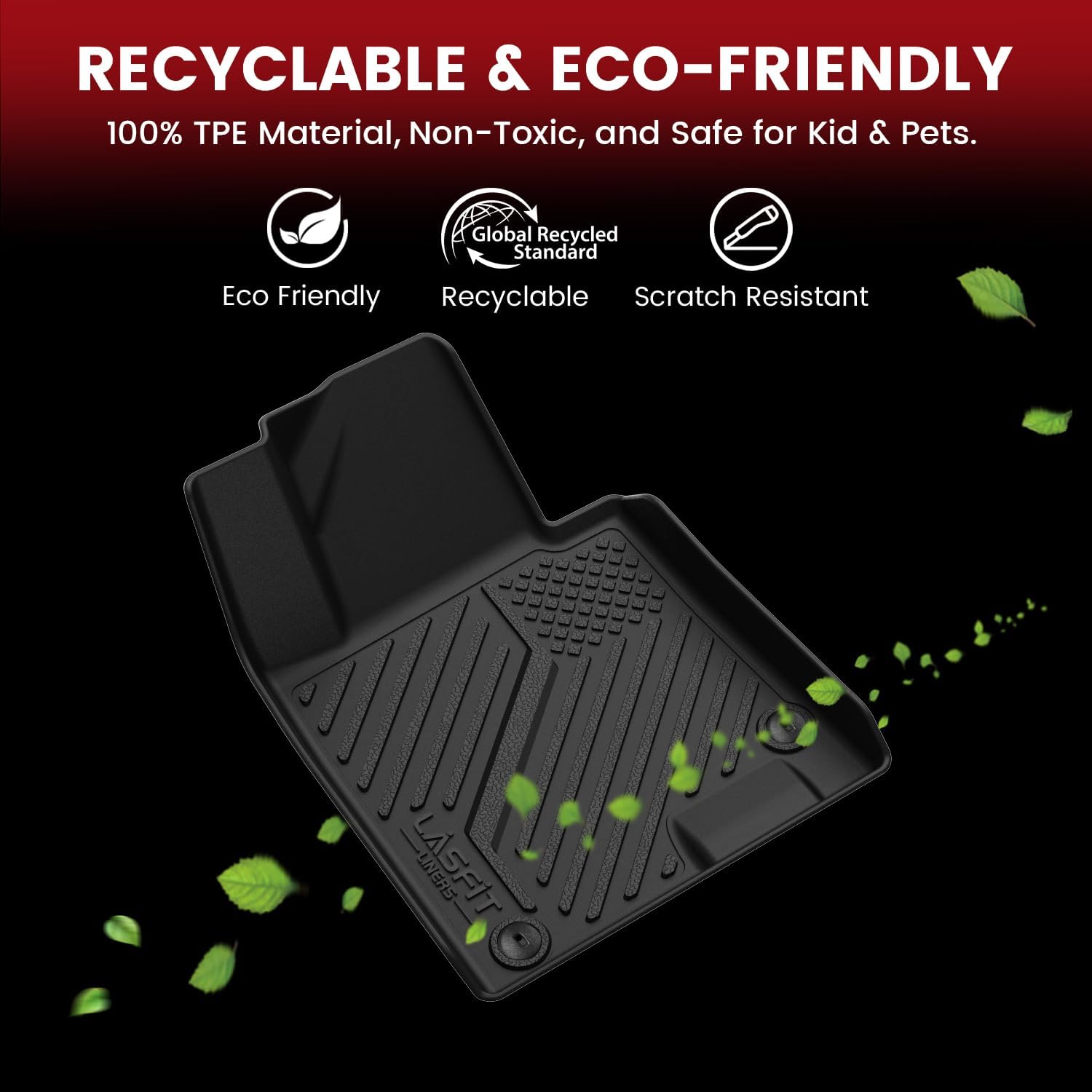 LASFIT Floor Mats for Hyundai Sonata 2020-2026 (Only Fit AWD & Gas, Not for FWD or Hybrid) / Kia K5 2021-2025 (Only Fit AWD, Not for FWD) Custom Fit TPE All Weather Floor Liners Car Mats Accessories