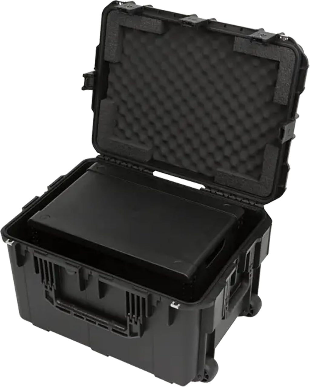 SKB 6U iSeries 13' Injection Molded Fly Rack with Built-In Wheels, Push Button Release Pull Handle and Removable Rack Frames, Black