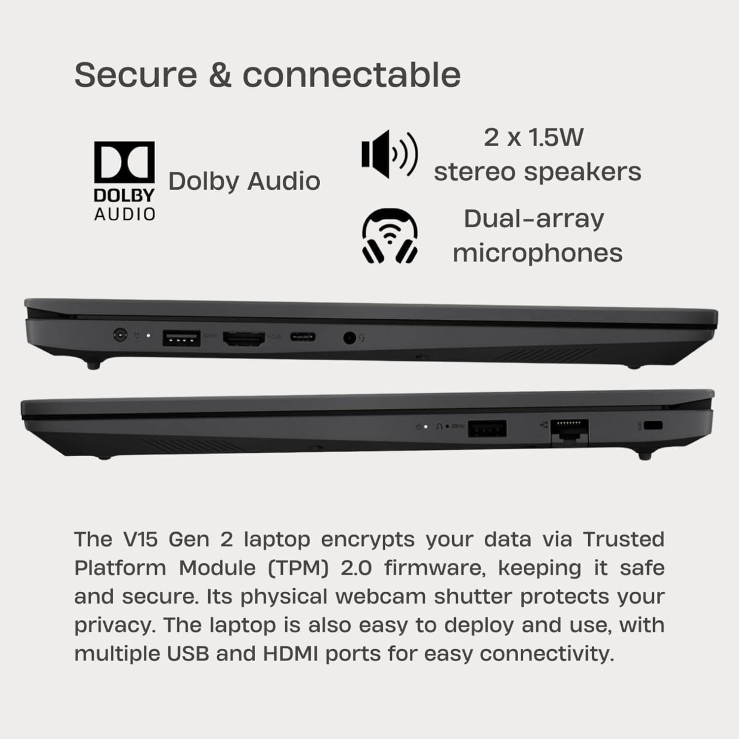 Lenovo V15 Business Laptop, 15.6' FHD Display, Intel Dual-Core CPU, 16GB DDR4 RAM, 256GB PCIe SSD, WiFi 6, Bluetooth 5.2, RJ-45, Type-C, HDMI, Numeric Keypad, Black, Windows 11 Pro (Renewed)