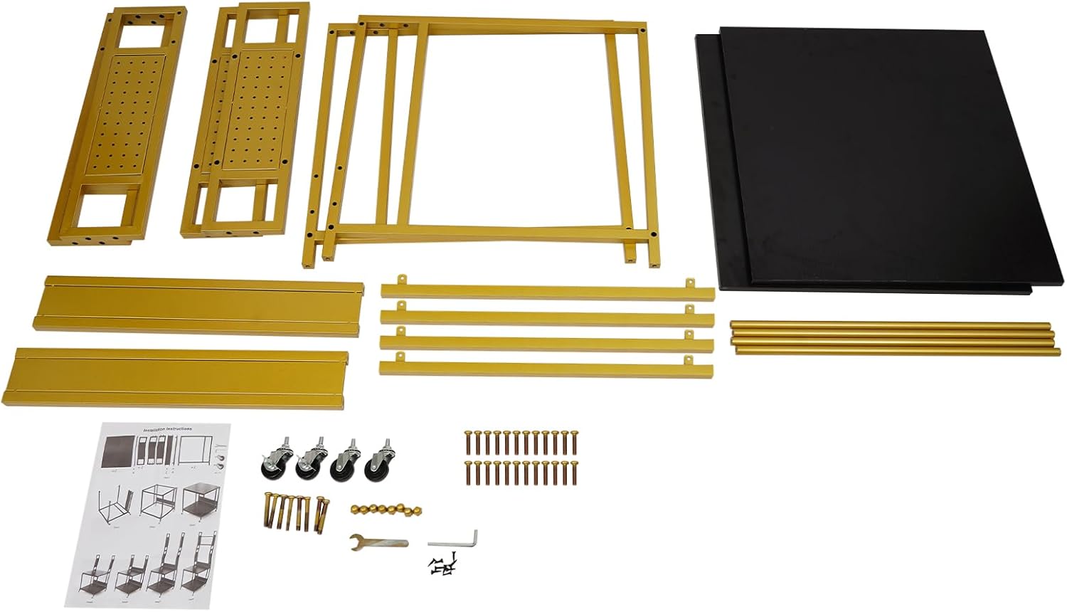 3D Printer Stand with Double Layer,3D Printer Filament Storage Rack-Heavy Duty Mobile Printer Table with Wheels for 3D Printing Station, Office, Workshop (Gold)
