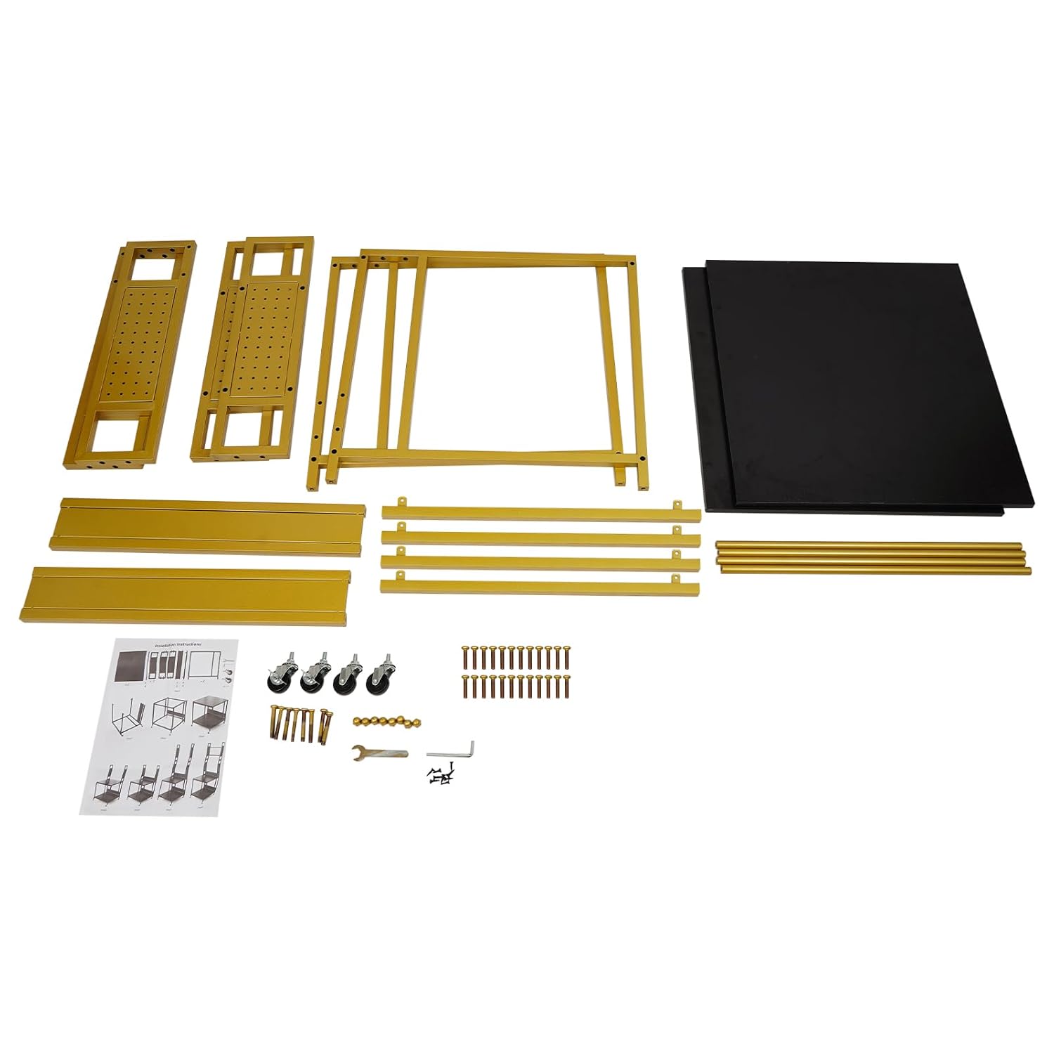3D Printer Stand with Double Layer,2 Tiers 3D Printer Filament Storage Rack, Heavy Duty Mobile Printer Table with Wheels for Studios,Offices,Living Rooms,Garages(Gold)