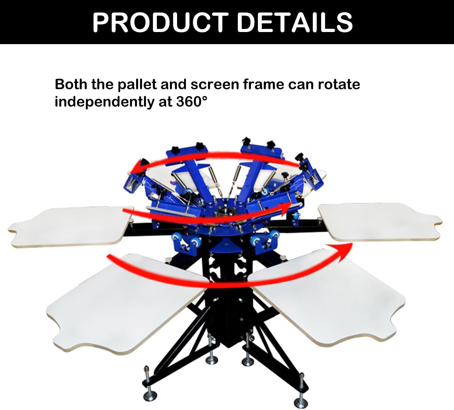 6 Color 6 Station Silk Screen Printing Press Machine Screen Printing Machine Screen Printer Machine 360° Rotation with Adjustable Height Stand