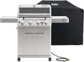 Monument Grills 4+1 Burner Natural Gas Grill with Hose, 50,000 BTU Stainless Steel Outdoor Patio Barbecue Grill with Cover, Fast Heating, Knob Control, and Easy Cleanup, M415BZNG