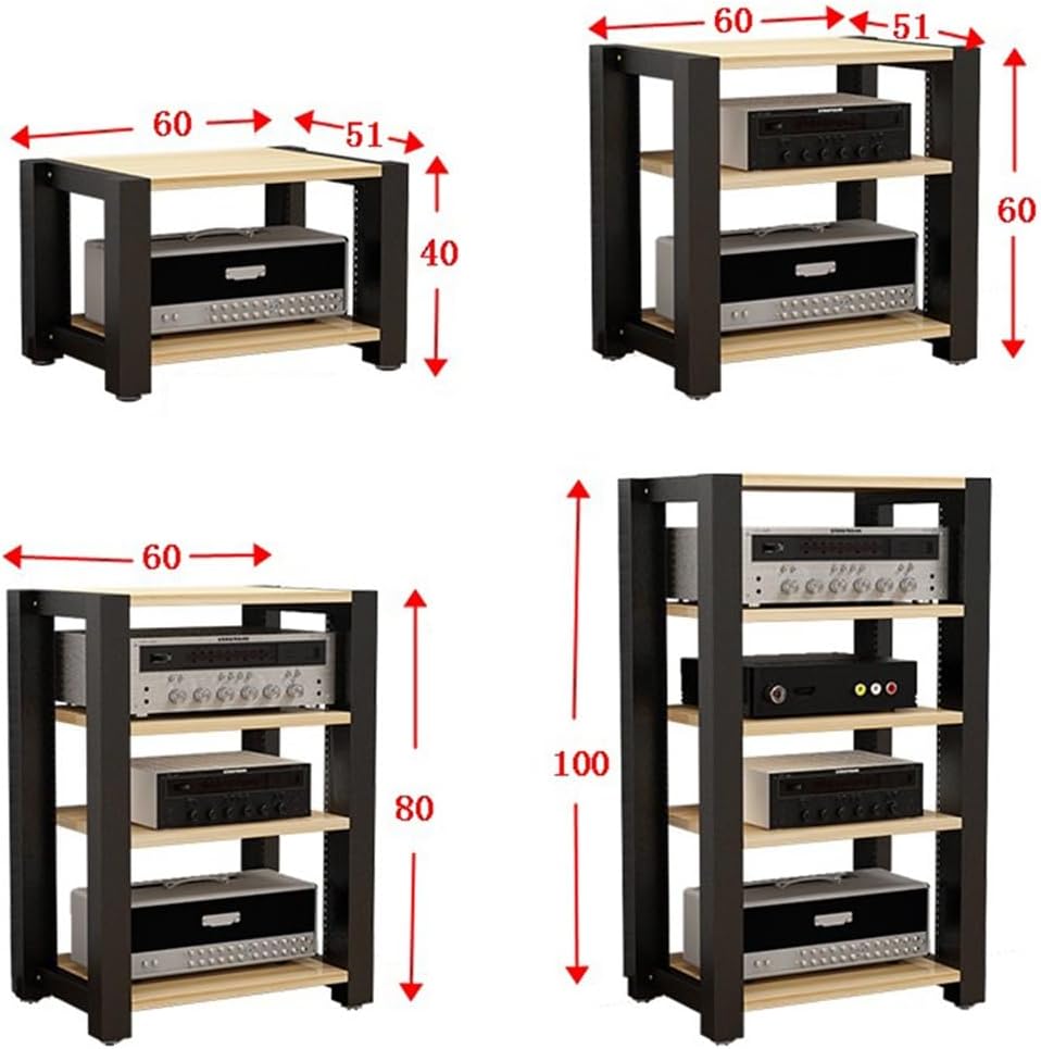 Adjustable 2-Tier Black Wooden Media Storage Cabinet - Corner Shelf AV Stand for Audio/Video Components, HiFi Rack & Amplifier - Entertainment Unit 60x50x40cm
