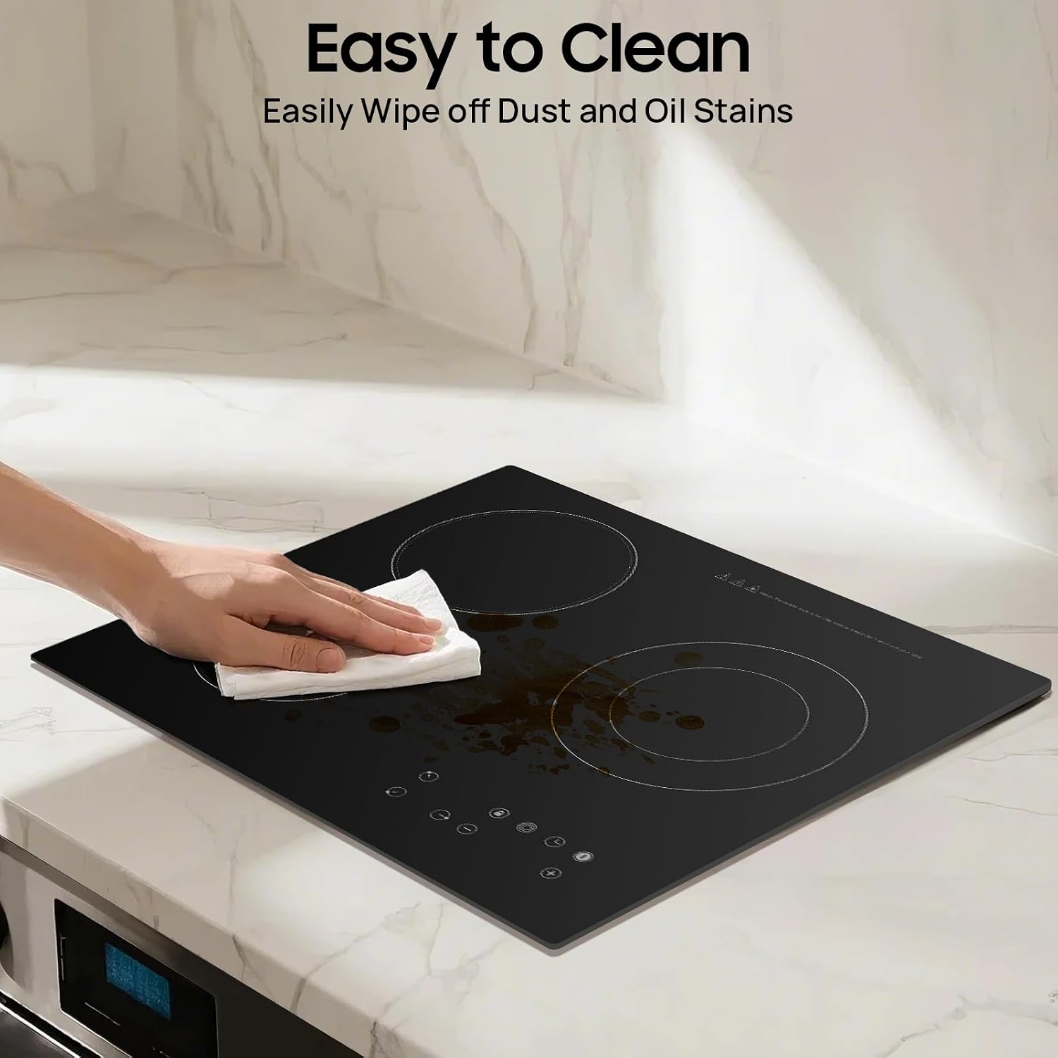 3 Burners Electric Cooktop with 9 Heating Levels - 2600W Ceramic Cooktop with Timer, Ceramic Electric Hot Plate for Cooking, Child Safety Lock, Sensor Touch Control, 110V