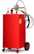 Garvee 40 gal Fuel Caddy with Manual Pump – Heavy Duty Gasoline & Diesel Transfer Tank On 4 Wheels, Spill-Proof Portable Fuel Container for Boat, Truck, Lawn Mower, ATV, Garage & Farm – Red
