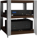 Audio Rack 2/3 Tier Stereo Rack Audio Equipment Rack Audio Stereo Shelf Wooden Open with Stainless Steel Feet Audio-Video Shelving(62x49x59cm)