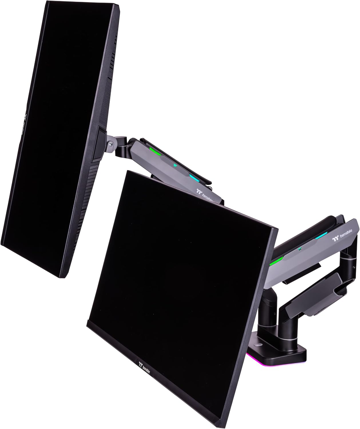 Thermaltake Dual Heavy Duty RGB Monitor Arm for up to 2 x 35 inchs and 2 x 44 lbs Screen, 100 x 100 mm VESA Compatible, Wide Rage Movements, GEA-MSR-DMSBLK-01