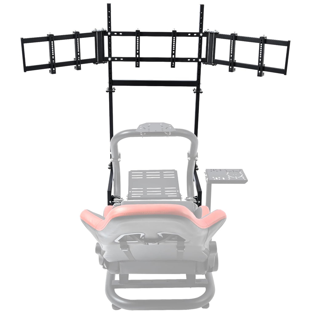 Dardoo Sim Racing Triple Monitor Stand with Adjustable Height & Width for 24-32 Inch Display 3 Screens TV Mount Compatible with Round Tube Racing Sim Cockpit