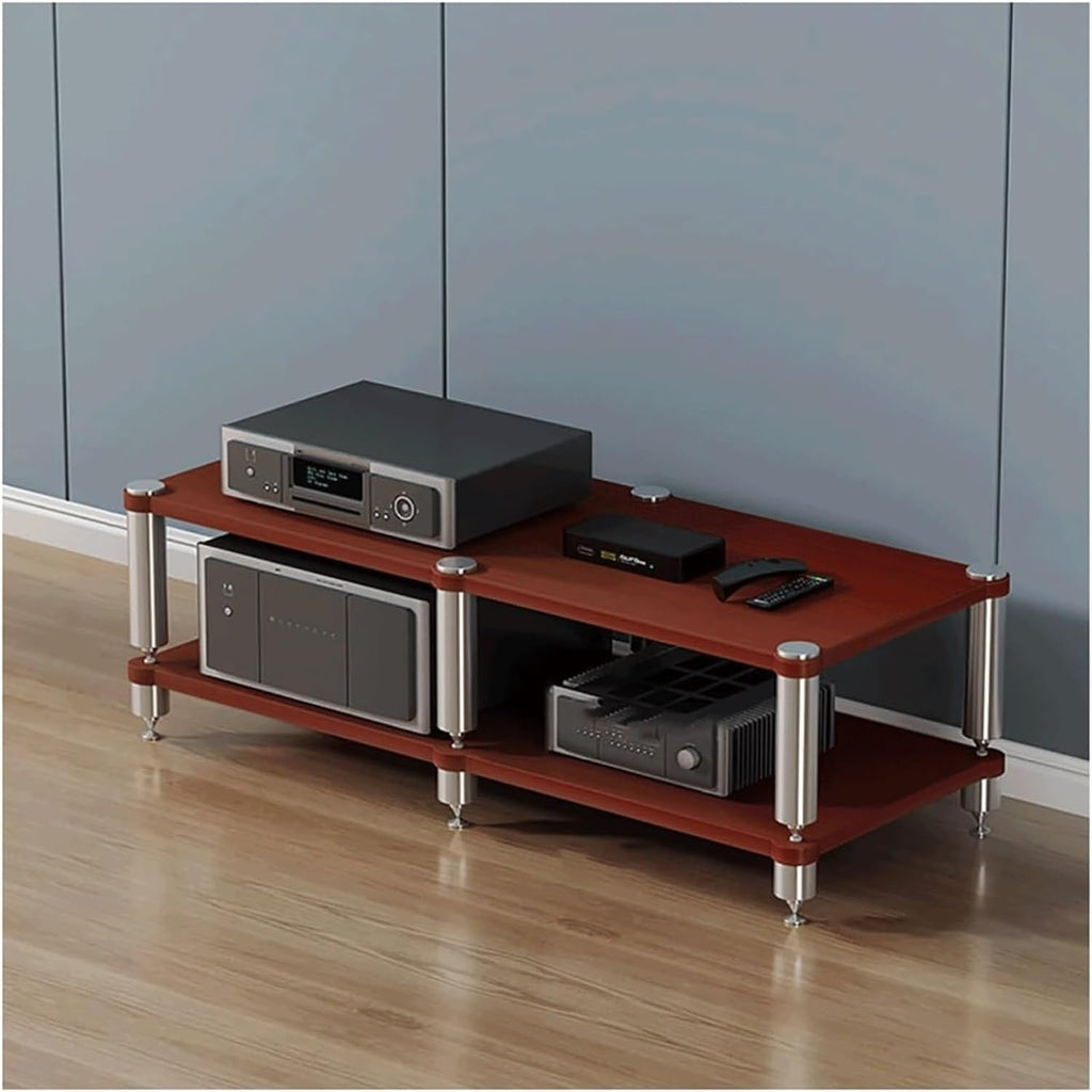 Stereo Stands Modern Audio Rack Tower AV Media Stand Wooden Tiered Shelves 2 Tier,3 Tier,4 Tier Audio Rack Shelf AV Media Player Stand(Brown,2 Tier)