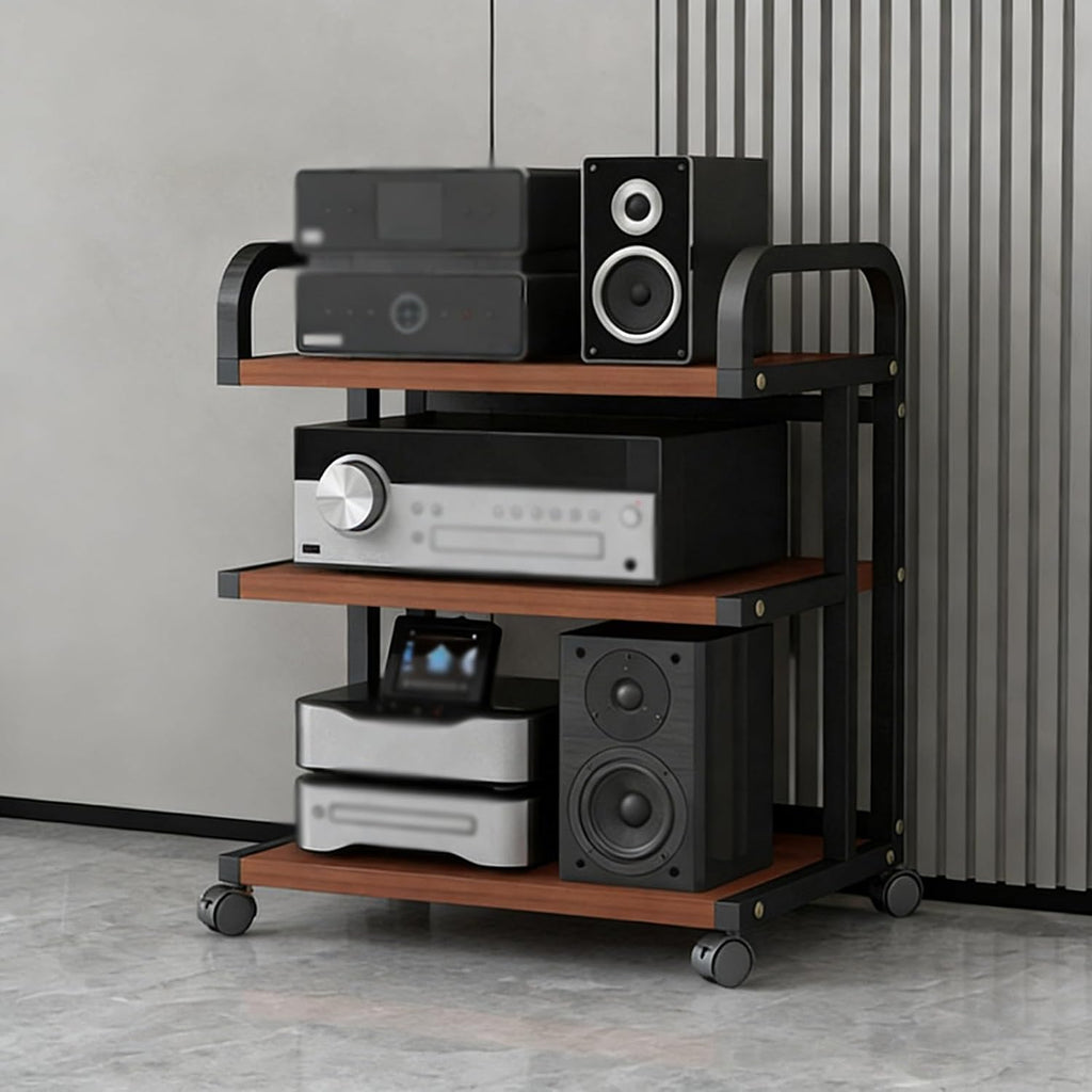 YLLFFLL 3-Tier Audio Component Rack Tower Media Stereo Stand Equipment Shelf on Wheels, Hi Fi Stands and Cabinets for Gaming Room, Open Storage Racks(#3)