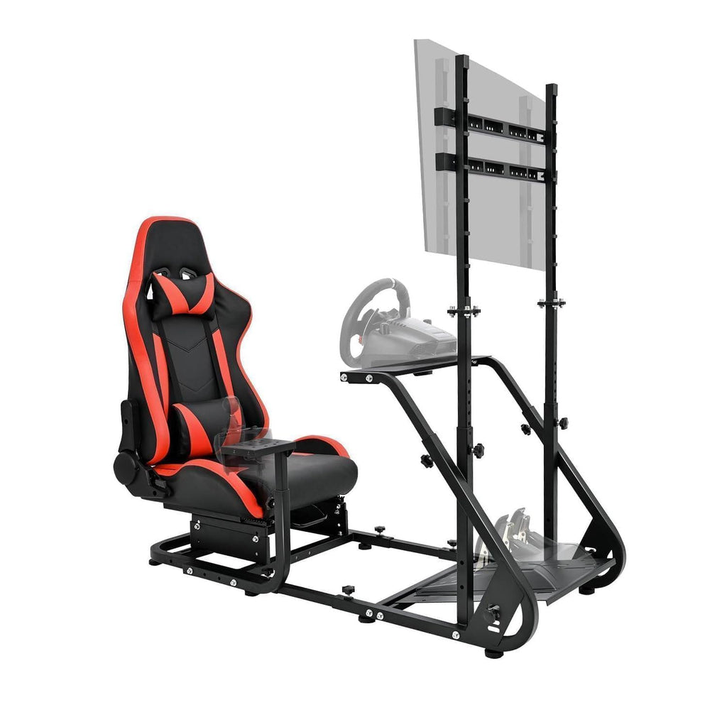 Supllueer Racing Simulator Cockpit with Comfort Gaming Seat&Monitor Stand Fit for Logitech GPRO G920,for Thrustmaster T300,for Fanatec,Adjustable Sim Race Mount No Steering Wheel Shifter Pedal Display