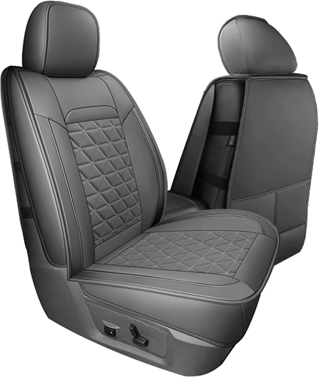 Coverado Leather Car Seat Covers, Waterproof Dooge Ram 1500 Seat Covers Compatible with 2002-2026 Dodge Ram 1500 2500 3500 with Flat Bench (Full Set, Dark Gray)