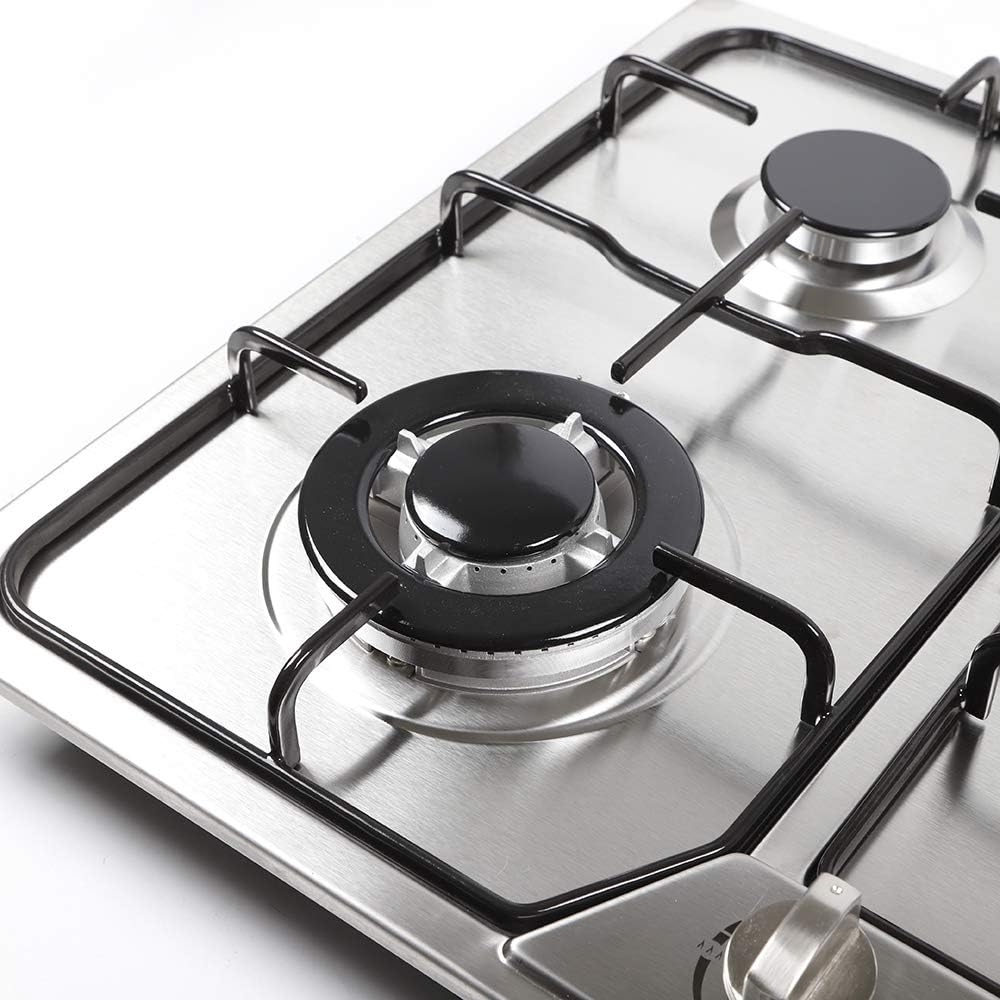 Built-in Gas Cooktop, 4 Burner Gas Hob, Natural Gas Propane Stovetop, 23' Cook Stove with 4 Sealed Burners, Stainless Steel Gas Stove Top with Thermocouple Protection