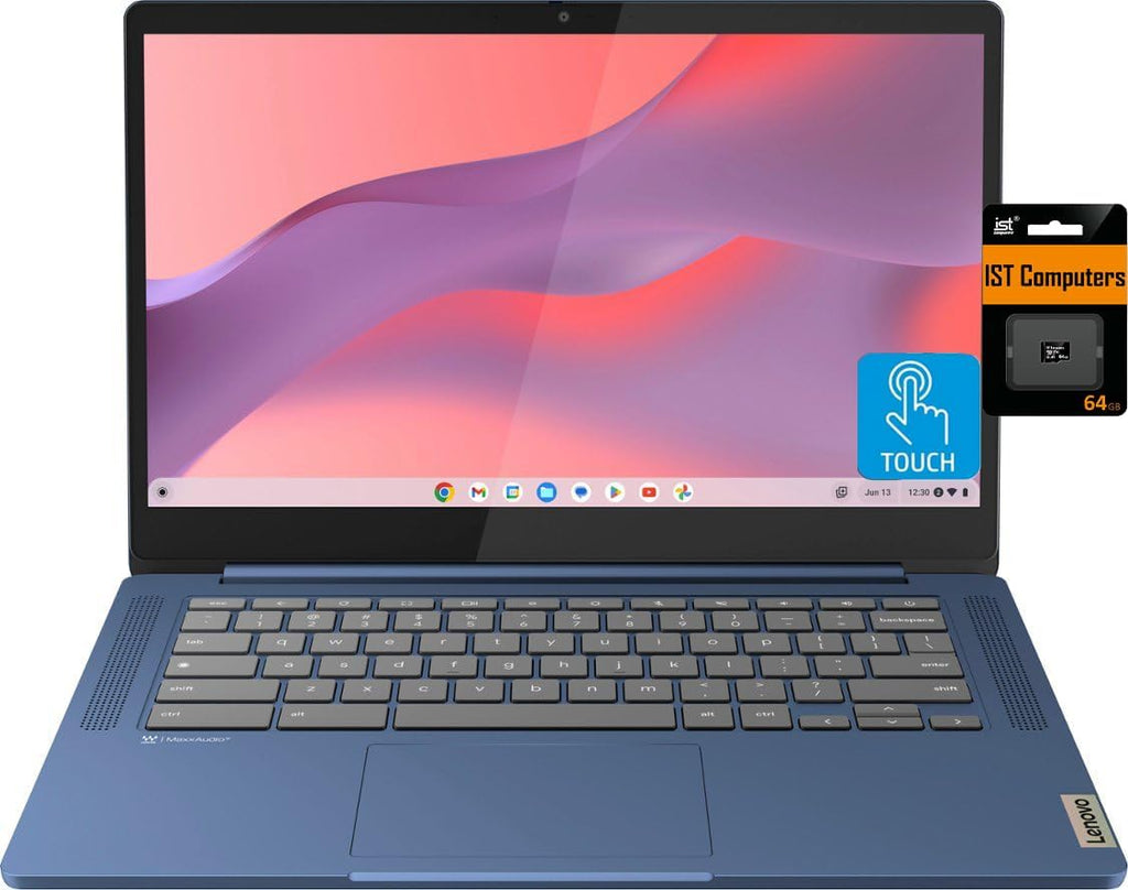 Lenovo Chromebook 14 Touchscreen Laptop (14' FHD Touch Display, 8-Core MediaTek Kompanio 520, 4GB RAM, 128GB Storage (64GB eMMC+64GB SD)), Webcam, 13-Hrs Long-Battery Life, Chrome OS, Abyss Blue