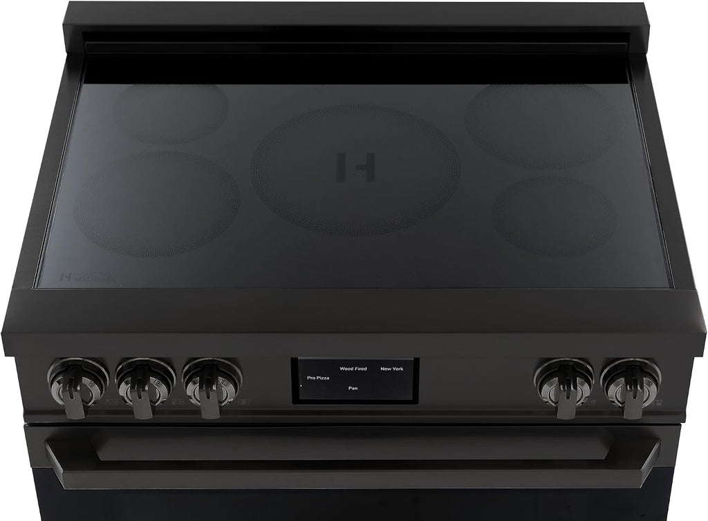 36 Inch Professional Induction Range with Convection Oven, Air Fry, 5 Burner Electric Stove, Pizza Stone - Black Stainless Steel