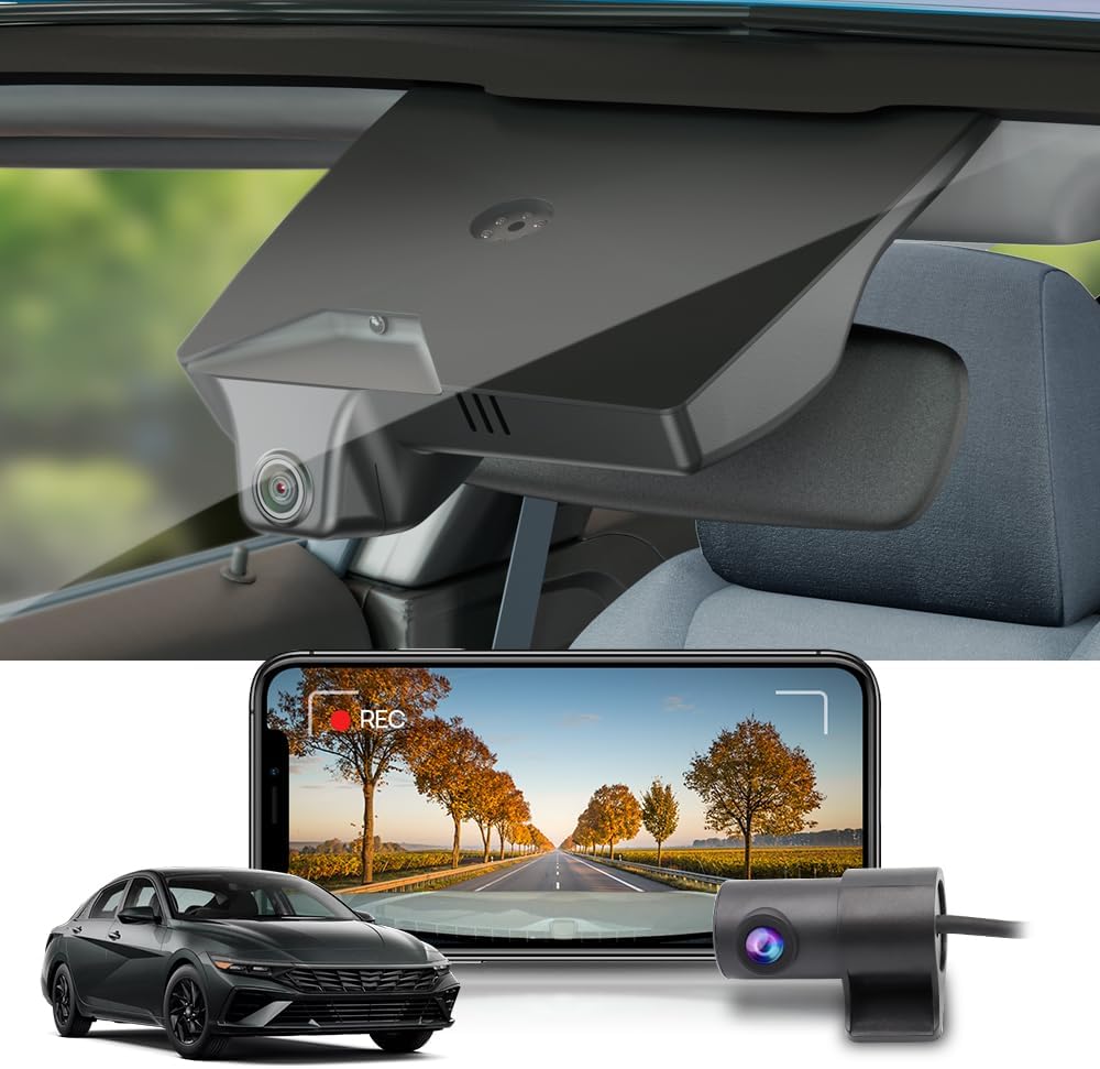 Fitcamx 2160P+Rear 1080P Dash Cam Adapts for Hyundai Elantra 2021-2025 SE SEL Limited N Line Blue Manual (AA000), OEM Look, Dual HD Video, WiFi & APP, Loop Recording, G-Sensor, Easy to Set, 128GB Card