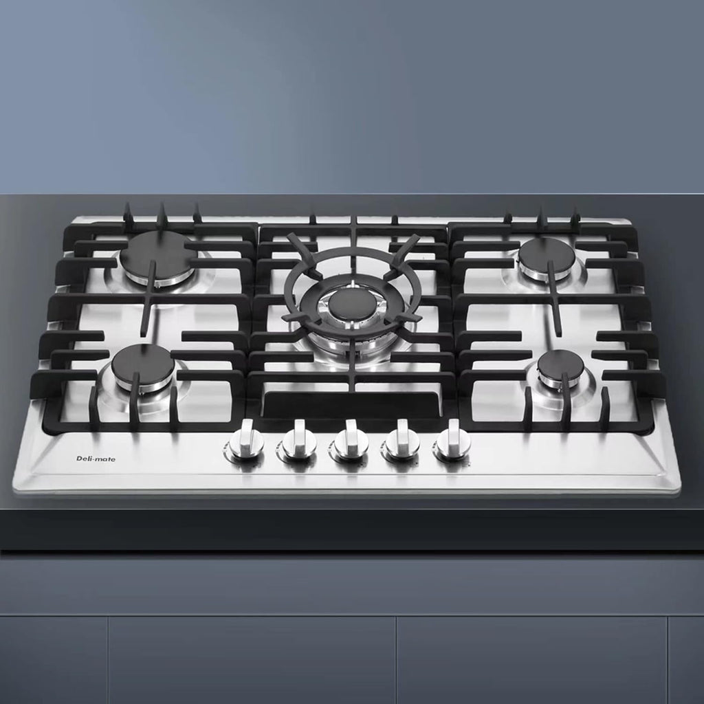 30 Inch Gas Cooktop, Stainless Steel Built-in 5 Burners Gas Stovetop LPG/NG Convertible Gas Stove Top Dual Fuel Cooktop DM527-02