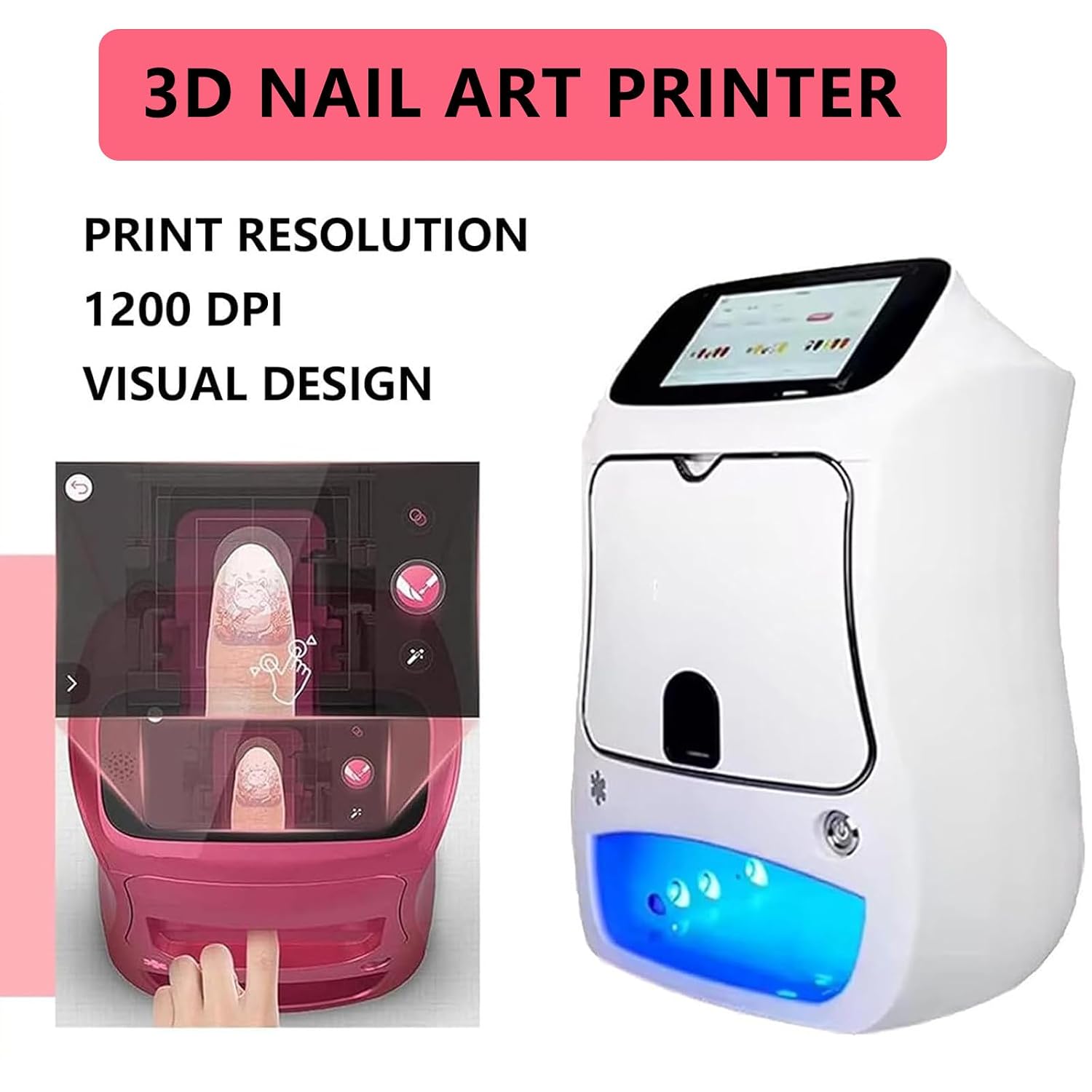 Digital Mobile Nail Art Printer, 3D Nail Printer Nail Art Printer Digital Intelligent Nail Art Printer for Kids/Nail Salon/Manicure/Nail Lovers